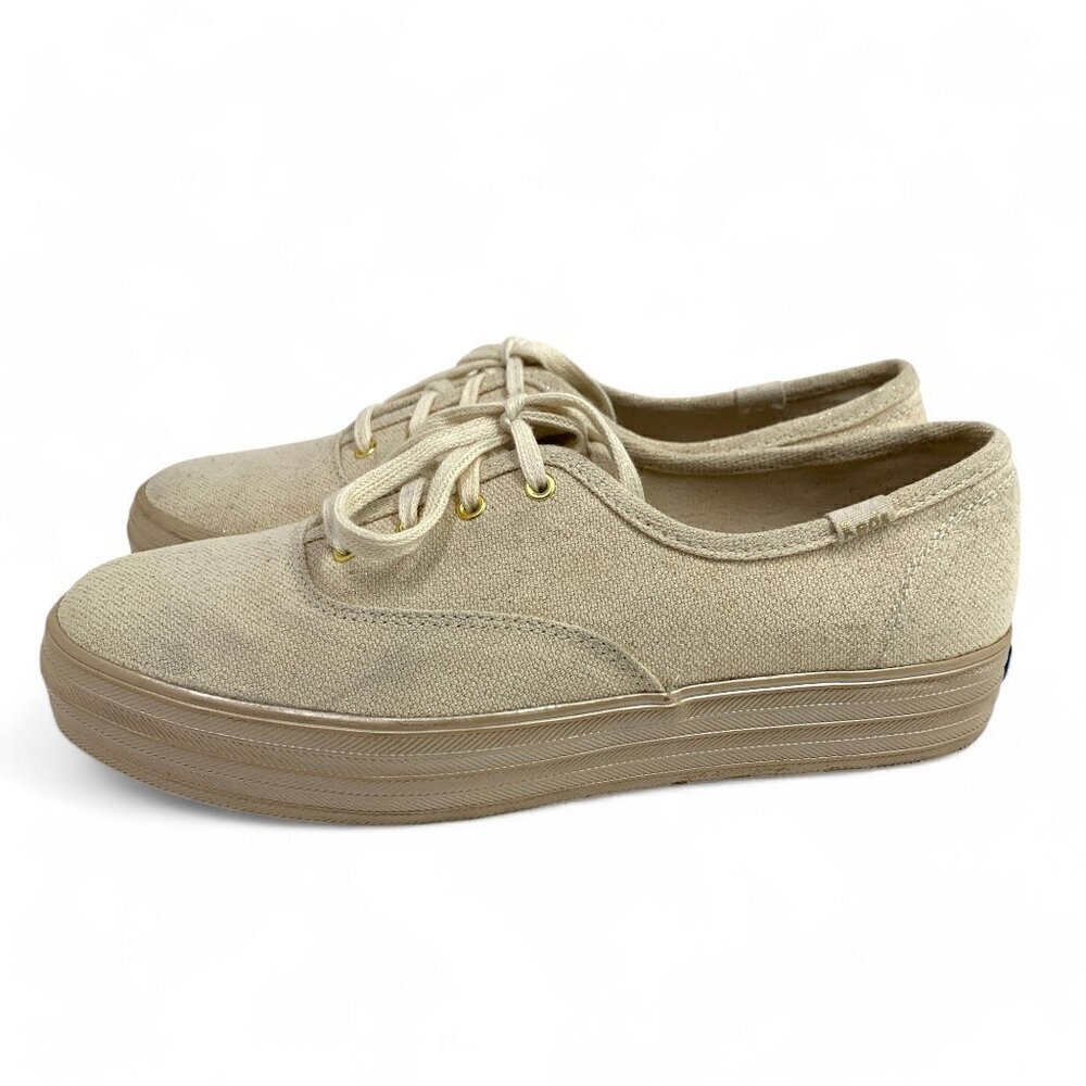 Keds Triple Decker Shimmer Dream Low Top Sneakers Gold/Beige WF59212 Size 9 - Picture 8 of 10